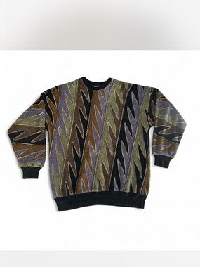 Vintage 90s cotton blend Patrick James coogi style slouch multicoloured sweater